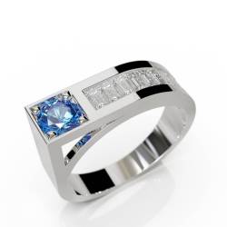 Cration de bague gomtrique sertie d'un saphir