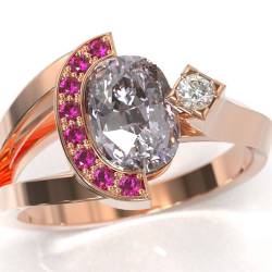Cration Manjo joaillerie unique en or rose et grenats