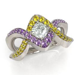 Cration Manjo joaillerie unique violet et jaune