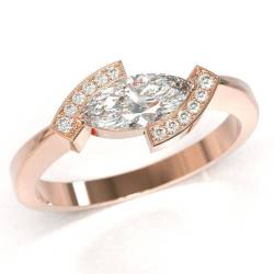 Cration sur mesure, pierre blanche et or rose